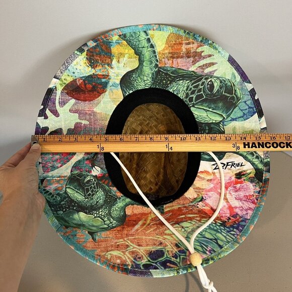 Overhead Surf Shop D. Friel Turtle Art Straw Lifeguard Hat Mad Beach Florida - Picture 15 of 16